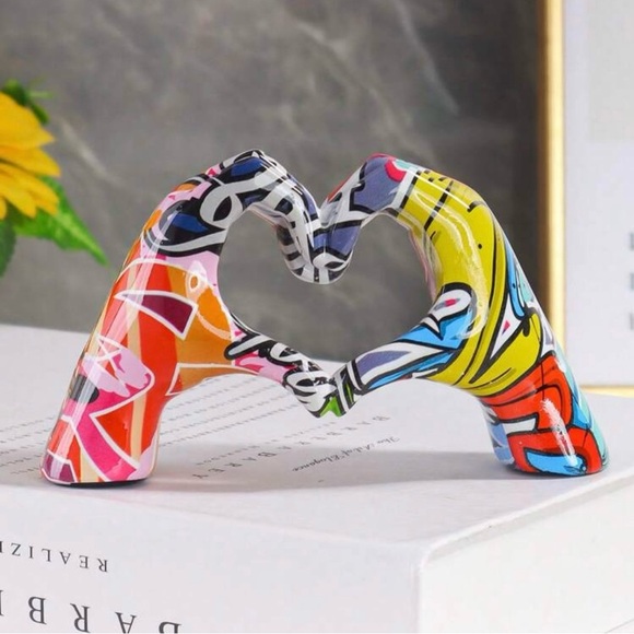 Colorful Abstract Art Heart Hand Sculpture - Picture 1 of 8